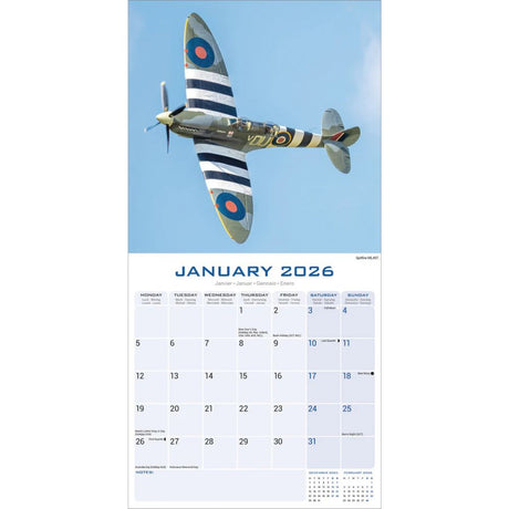 Otter House Spitfires Wall Calendar 2026