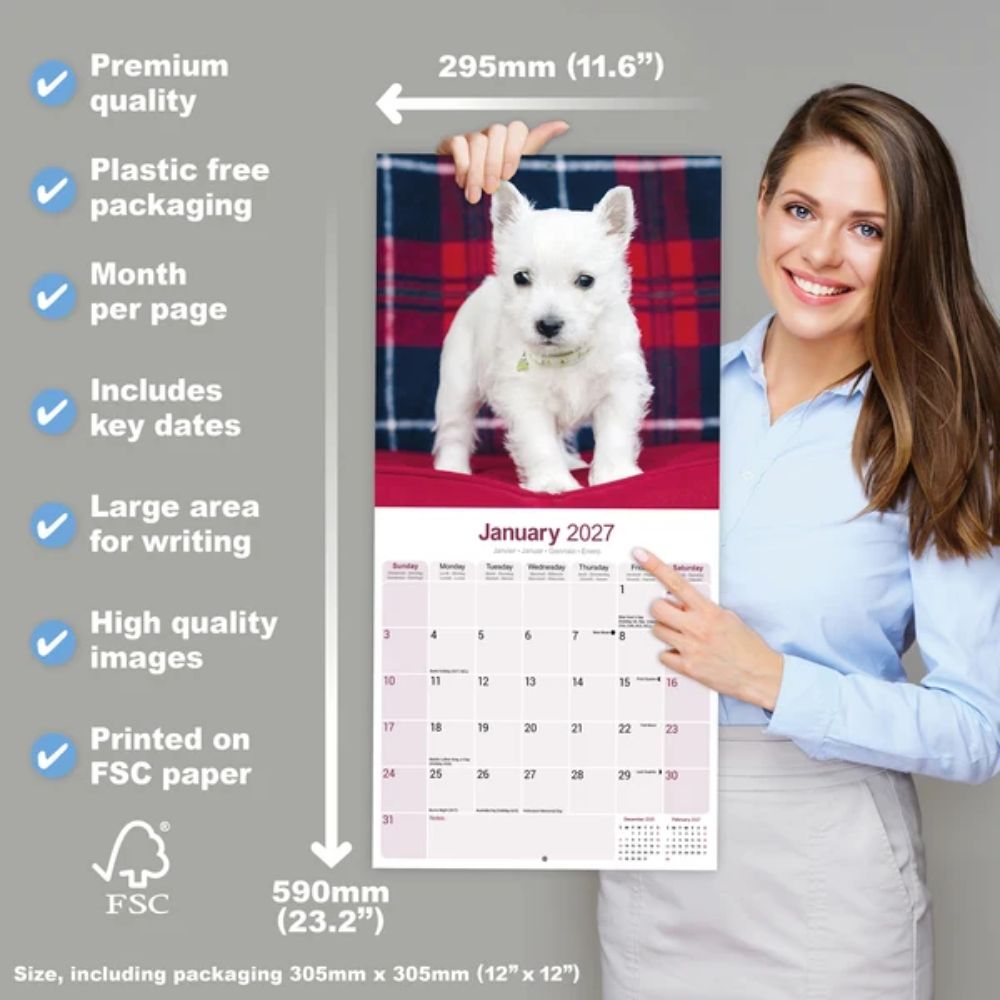 Otter House West Highland White Terrier Wall Calendar 2027