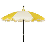 Outdoor Living 2.5m Macramé Fringed Wind-Up Garden Parasol - White & Yellow