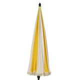Outdoor Living 2.5m Macramé Fringed Wind-Up Garden Parasol - White & Yellow