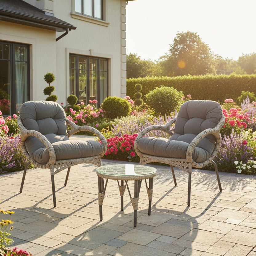 Outdoor Living Castel 2-Seater Wicker Bistro Set - Grey