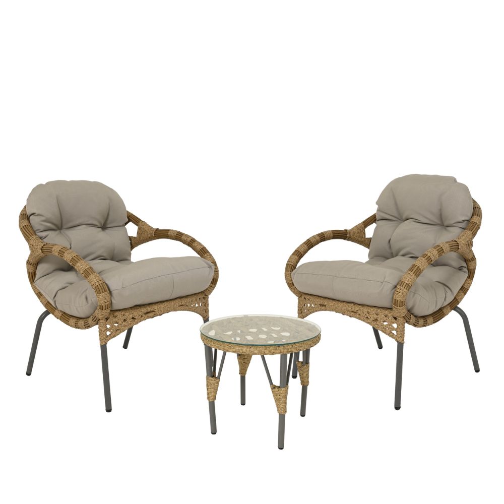 Outdoor Living Castel 2-Seater Wicker Bistro Set - Natural