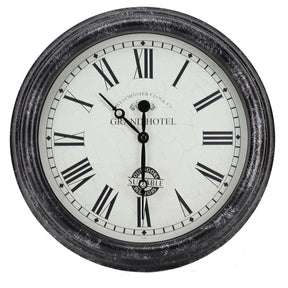 Outside In 12" Black Biarritz Clock - Old Railway Line Garden Centre