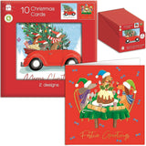 Giftmaker Festive Dachshunds Car/Xmas Pud Christmas Cards - 2 Designs - Pack of 10