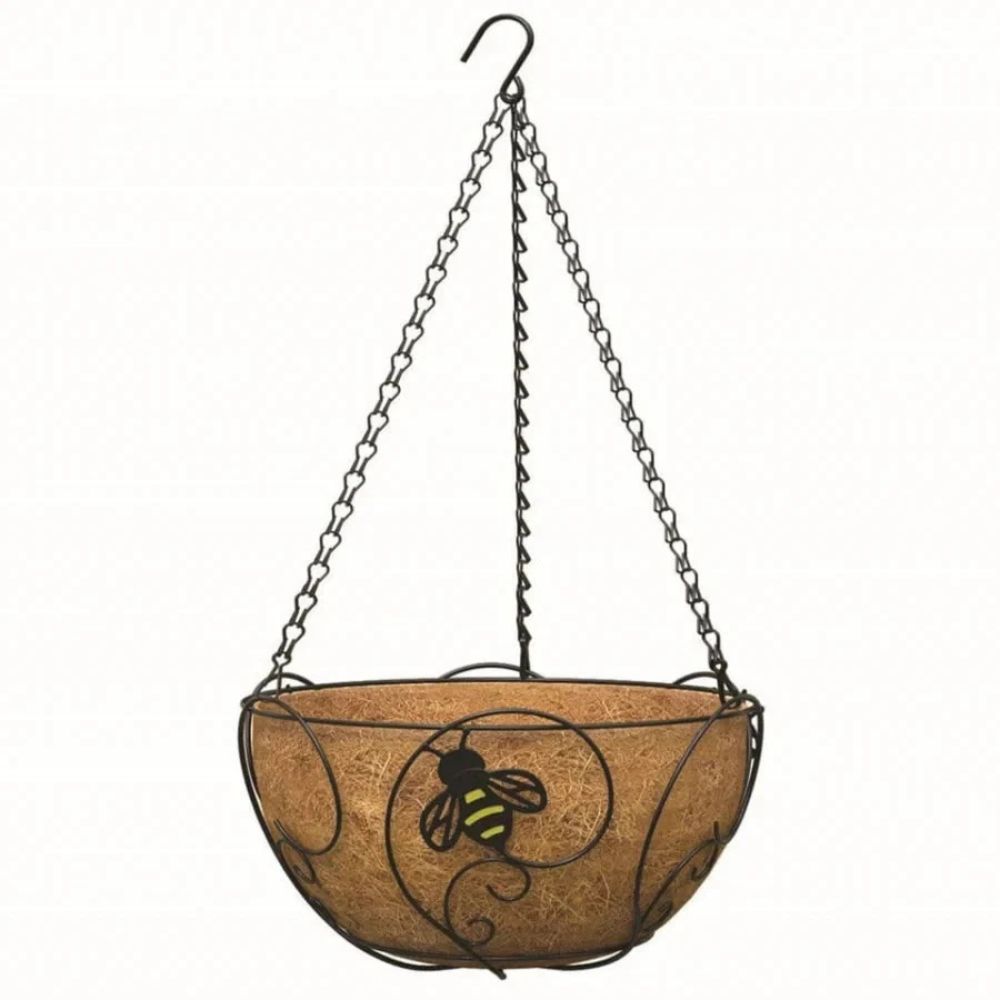 Panacea 14" Hanging Basket with Bee Design Garden Planter