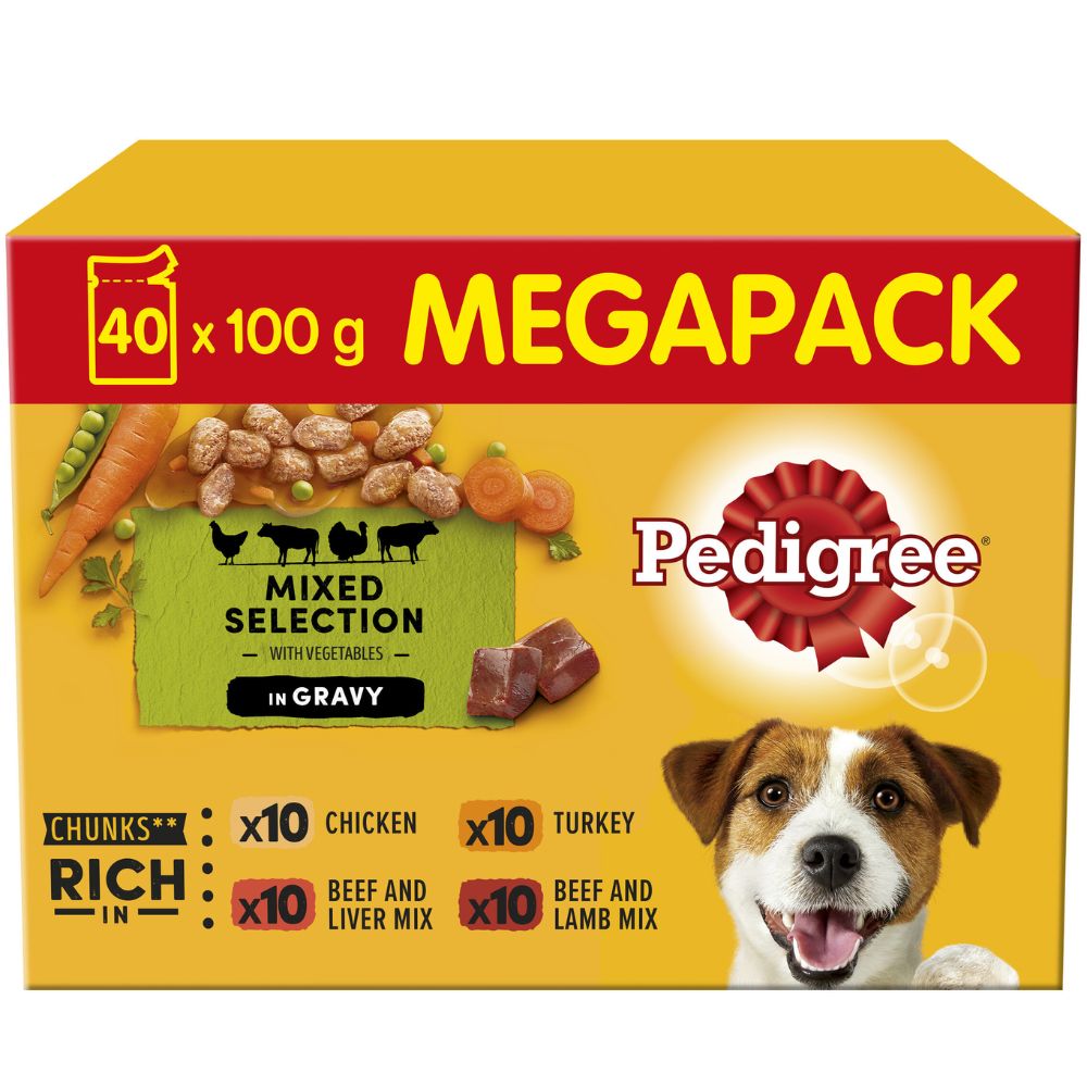 Pedigree Adult Dog Pouch 40x100 Megapack Mixed Selection
