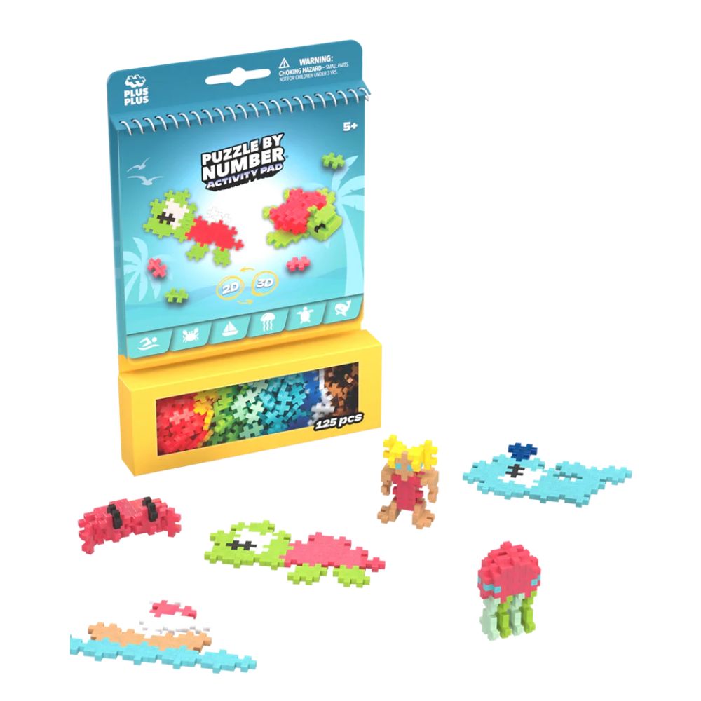 Plus Plus 125 Piece Activity Pad - Ocean and Beach Construction Kit