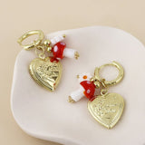 POM Alice Stainless Steel Gold Plated Hoop, Locket and Charm Earrings