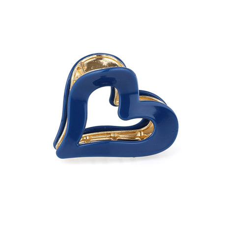 POM Amara Blue and Gold Acrylic Heart Claw Clip