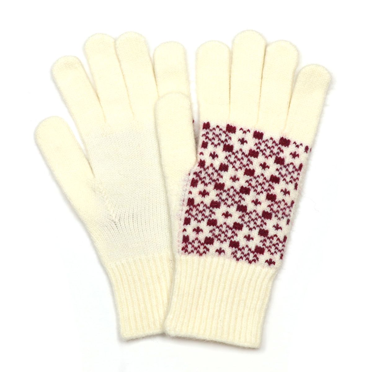 POM Astrid Berry and Cream Scandi Knit Gloves