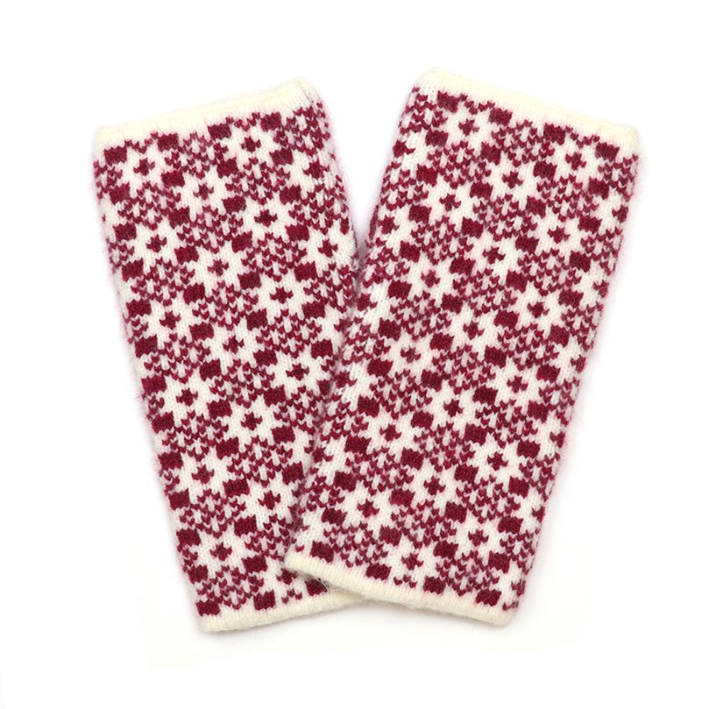 POM Astrid Berry and Cream Scandi Knit Wrist Warmers