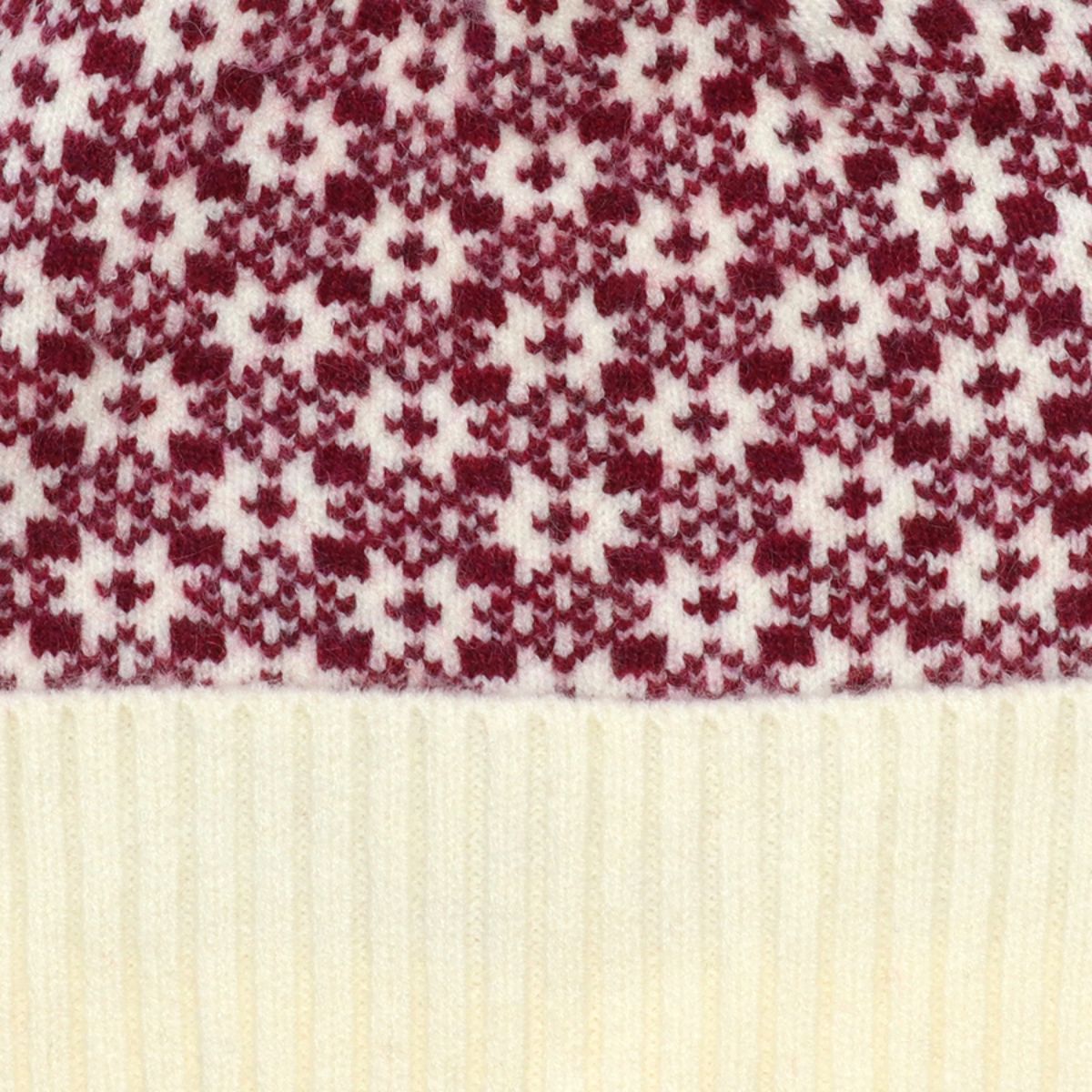 POM Atsrid Berry and Cream Scandi Star Knit Bobble Hat