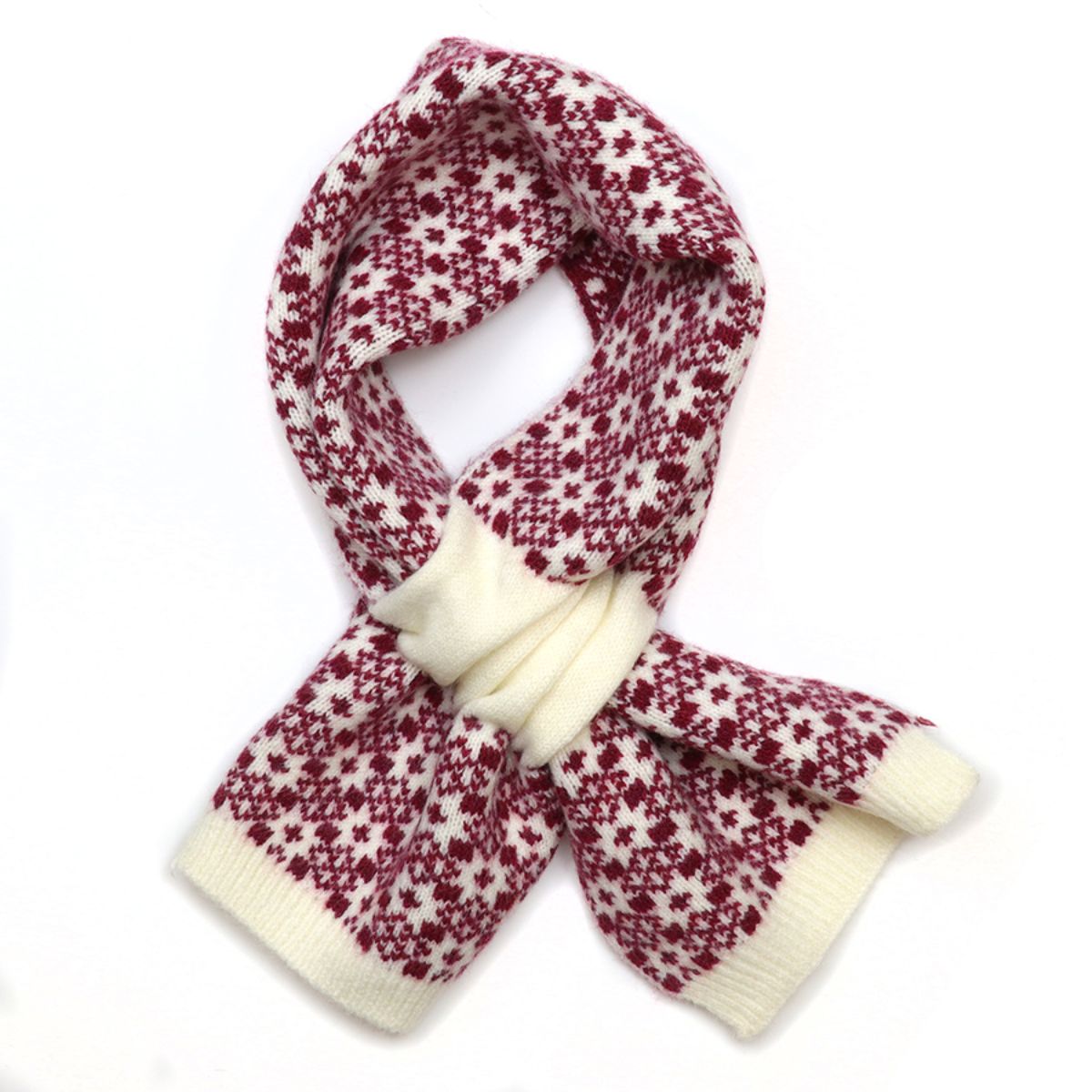POM Astrid Berry and Cream Scandi Star Pull Through Scarf