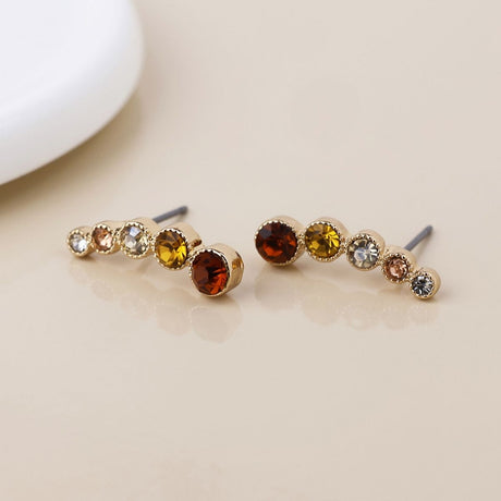 POM Autumn Golden Crystal Ear Climbers in Autumn Colours