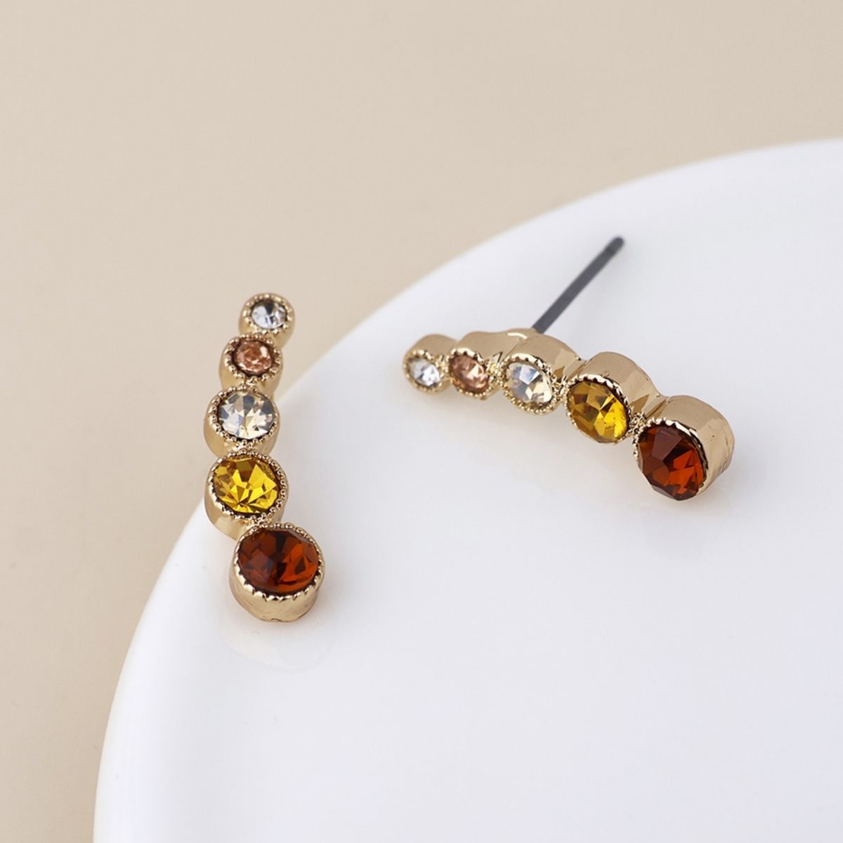 POM Autumn Golden Crystal Ear Climbers in Autumn Colours