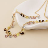 POM Autumn Mix Crystal Drops and Golden Chain Necklace