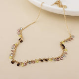 POM Autumn Mix Crystal Drops and Golden Chain Necklace