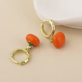 POM Beefy Stainless Steel Gold Plated Hoop and Fruit Earrings