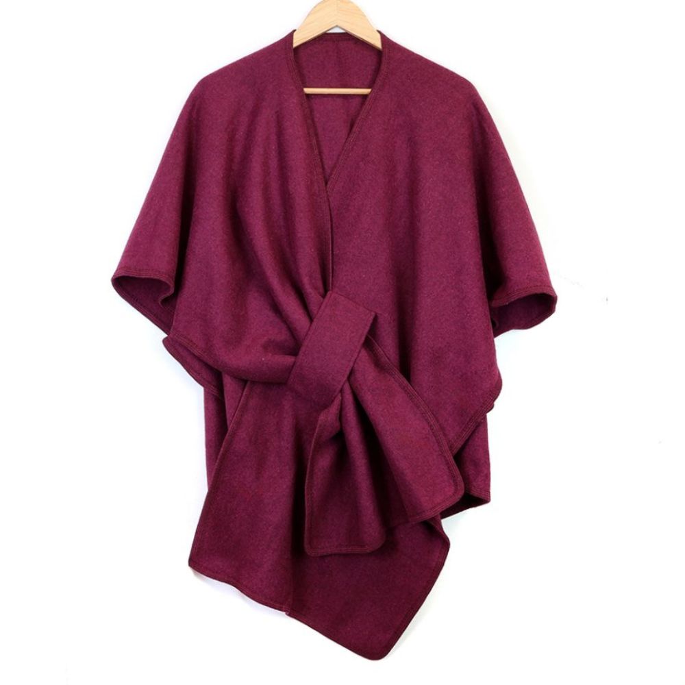 POM Berry Self Tie Wait Poncho