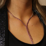 POM Black And Pink Mix Crystal Lariat Necklace - Old Railway Line Garden Centre