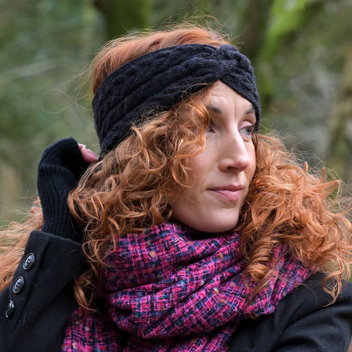 POM Black Recycled Herringbone Knot Twist Headband