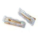 POM Blue Irridescent Diamante Studded Hair Slides 2 pk