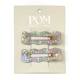POM Blue Irridescent Diamante Studded Hair Slides 2 pk