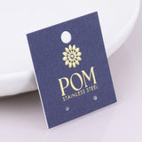 POM Candy Stainless Steel Gold Plated Hoop Blue Crystal Diamond Charm Earrings