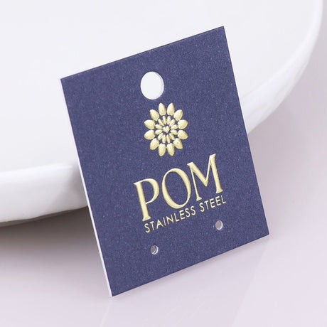 POM Candy Stainless Steel Gold Plated Hoop Blue Crystal Diamond Charm Earrings