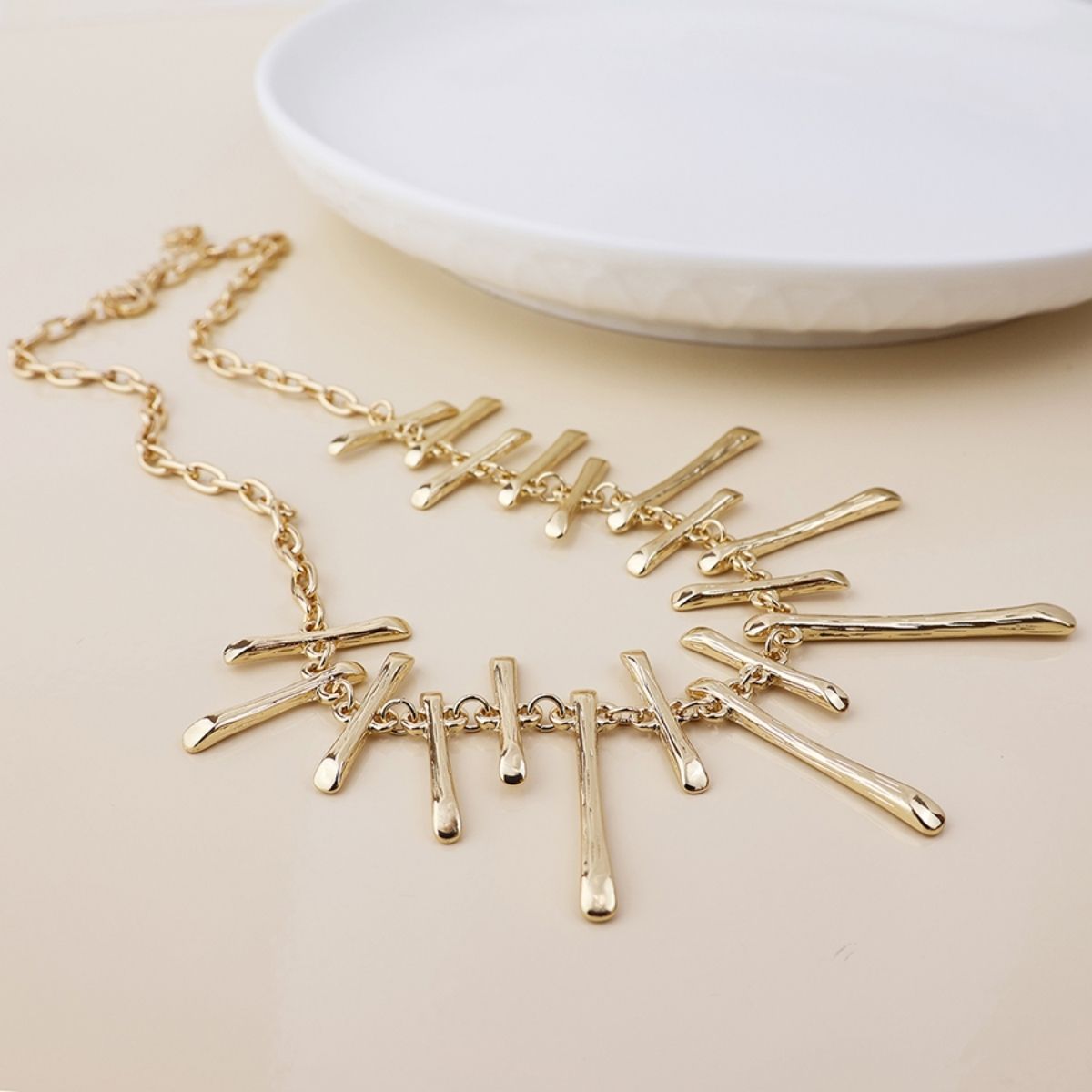 POM Cassia Golden Multi Mixed Length Bar Necklace