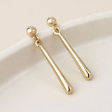 POM Cassia Golden Smooth Bar Drop Earrings
