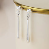 POM Cassia Silver Plated Smooth Bar Drop Earrings