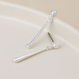 POM Cassia Silver Plated Smooth Bar Drop Earrings