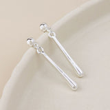 POM Cassia Silver Plated Smooth Bar Drop Earrings