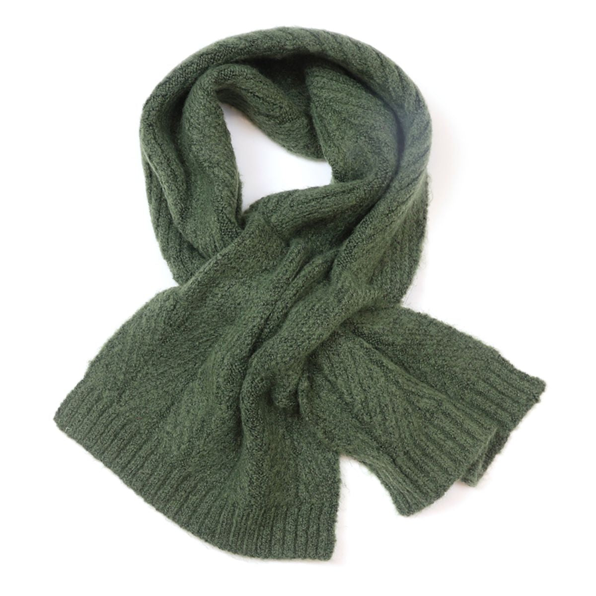 POM Charlotte Dark Khaki Herringbone Pull Through Scarf