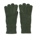 POM Charlotte Recycled Blend Khaki Cable Knit Gloves