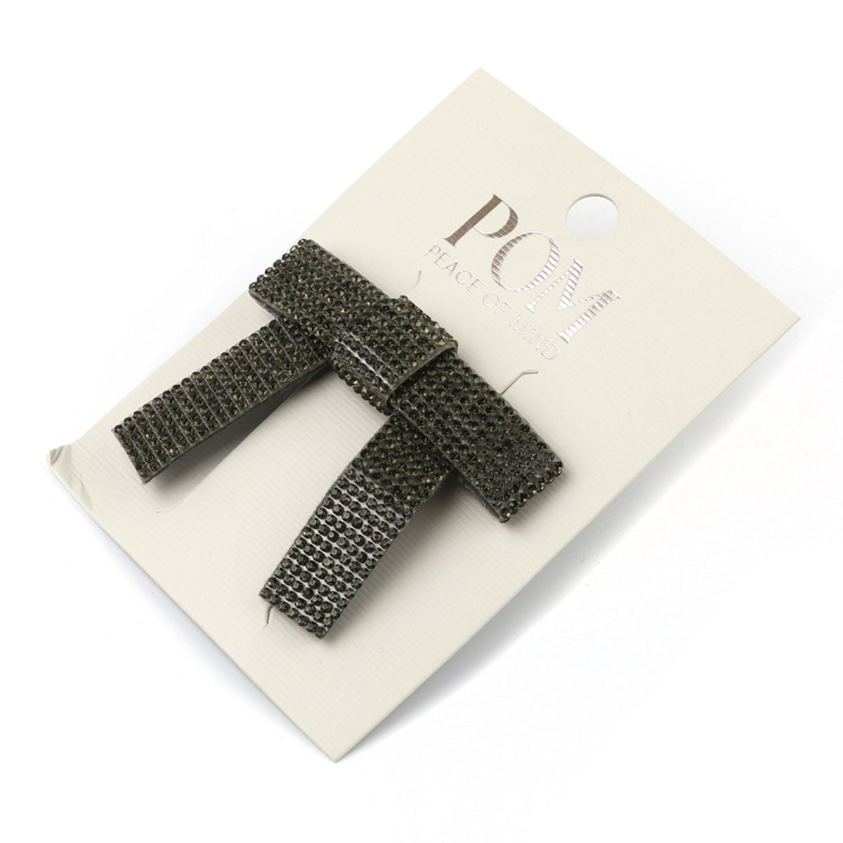POM Chiara Black Crystal Studded Bow Hair Clip