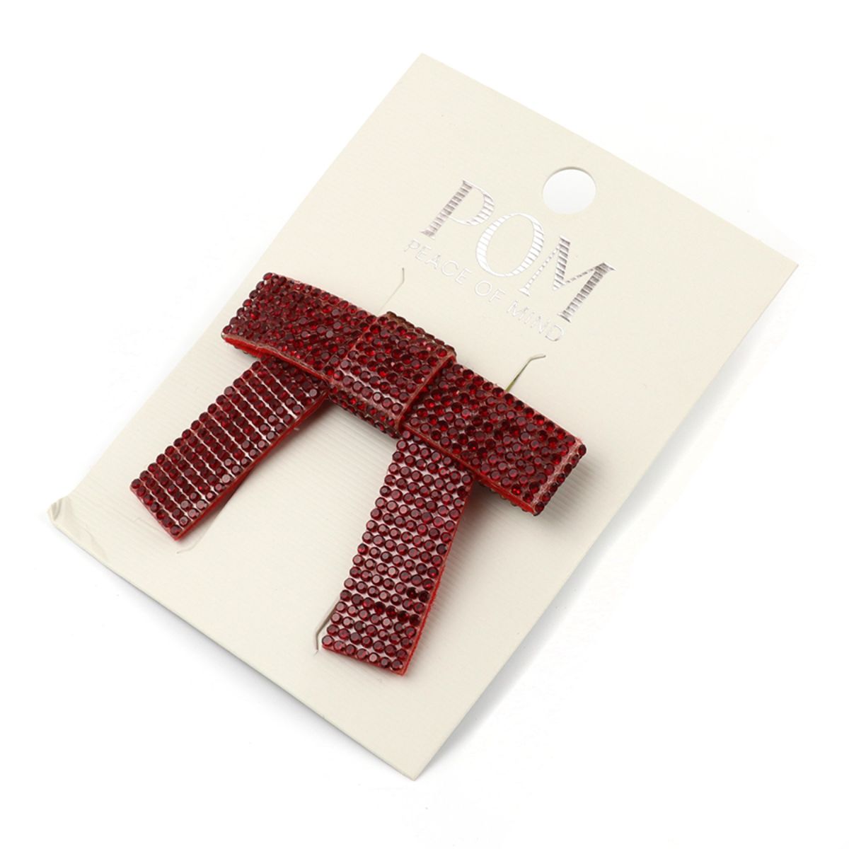 POM Chiara Wine Crystal Studded Bow Hair Clip
