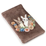 POM Cocoa Velvet Embroidered Bunnies Glasses Case - Old Railway Line Garden Centre