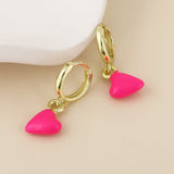 POM Cupids Stainless Steel Gold Plated Hoop Pink Heart Charm Earrings
