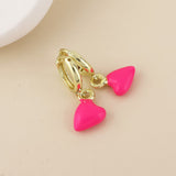 POM Cupids Stainless Steel Gold Plated Hoop Pink Heart Charm Earrings