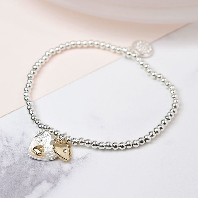 POM Double Heart Bracelet (Silver/Gold Plated) - Old Railway Line Garden Centre