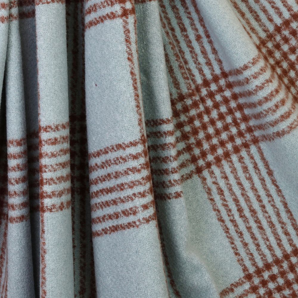 POM Emily Duck Egg Blue and Brown Check Stripes Scarf