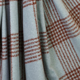 POM Emily Duck Egg Blue and Brown Check Stripes Scarf