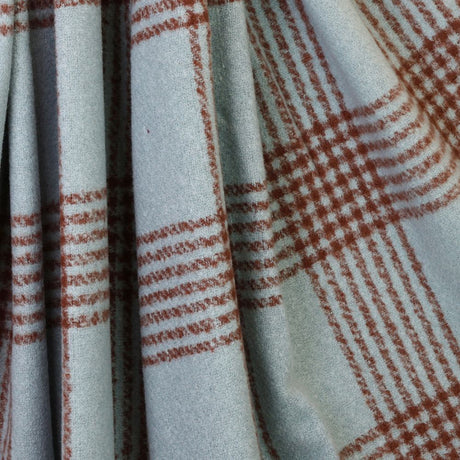POM Emily Duck Egg Blue and Brown Check Stripes Scarf