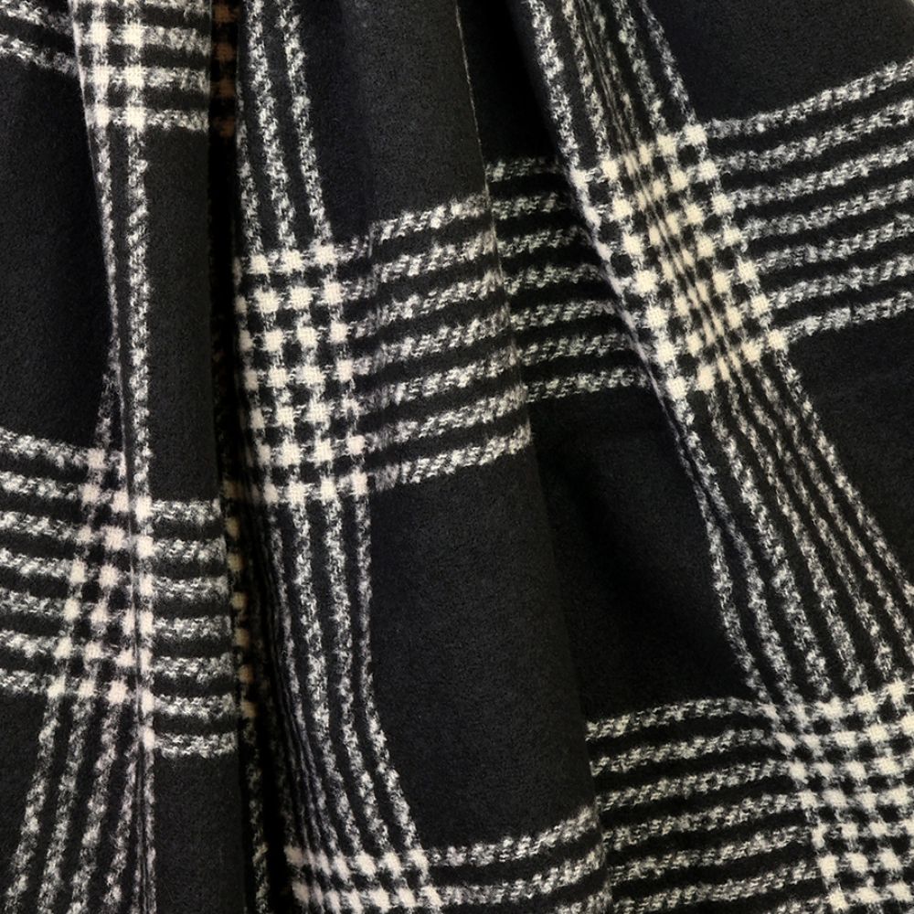 POM Emily Monochrome Check Stripes Scarf