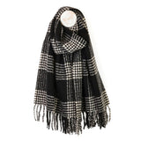 POM Emily Monochrome Check Stripes Scarf