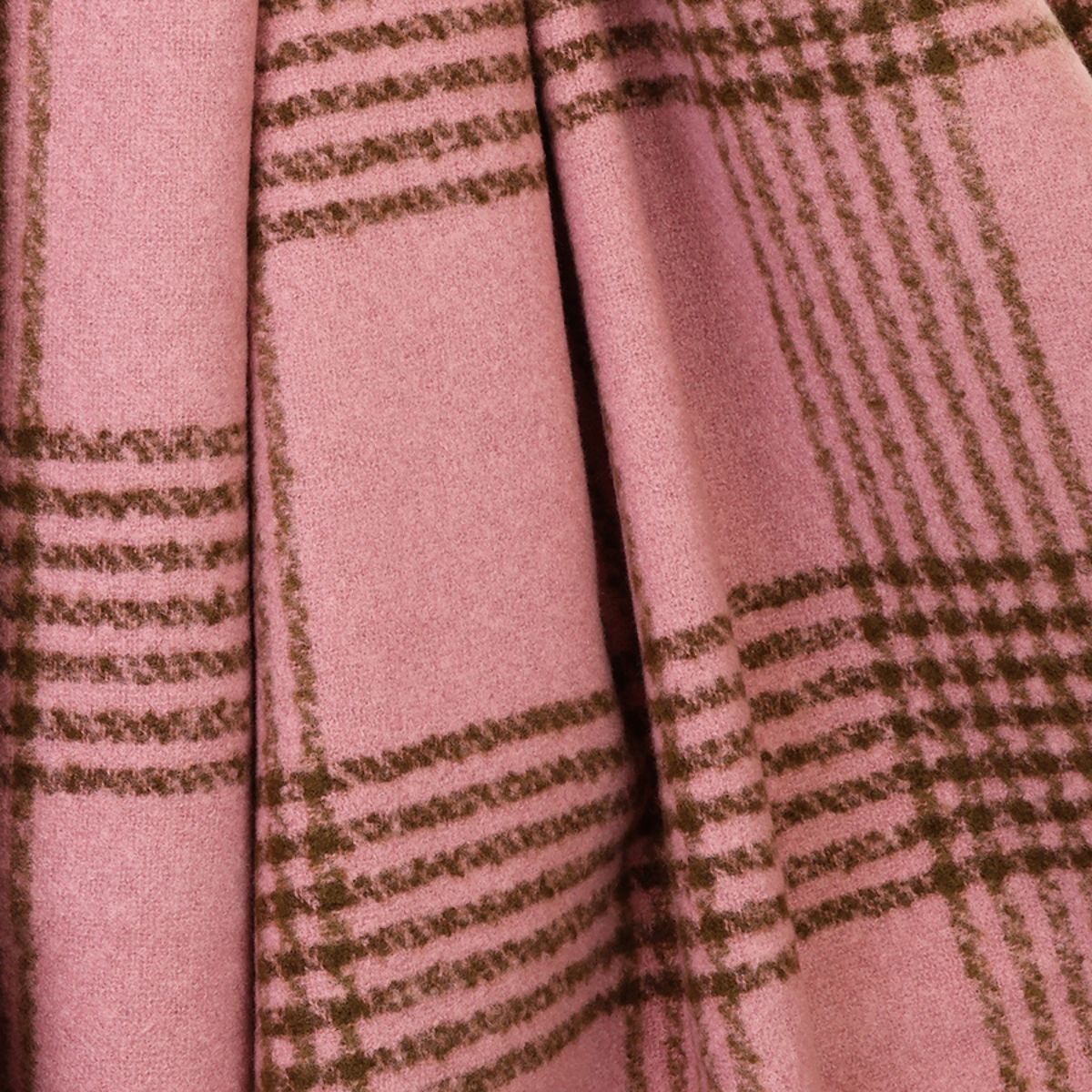 POM Emily Warm Blush Pink and Brown Check Stripes Scarf