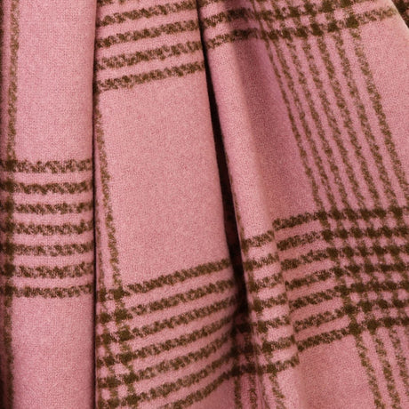 POM Emily Warm Blush Pink and Brown Check Stripes Scarf