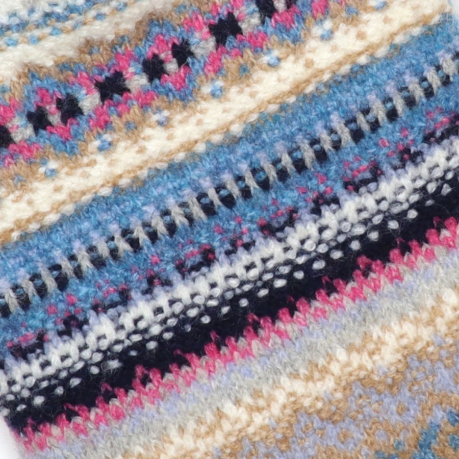 POM Evie Camel, Blue, Grey and Ecru Stripe Knit Hotwater Bottle